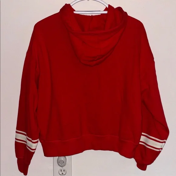 Pink by Victoria Secret Ivy Fleece Campus Hoodie Bright Vermillion, Size XS - Picture 5 of 16